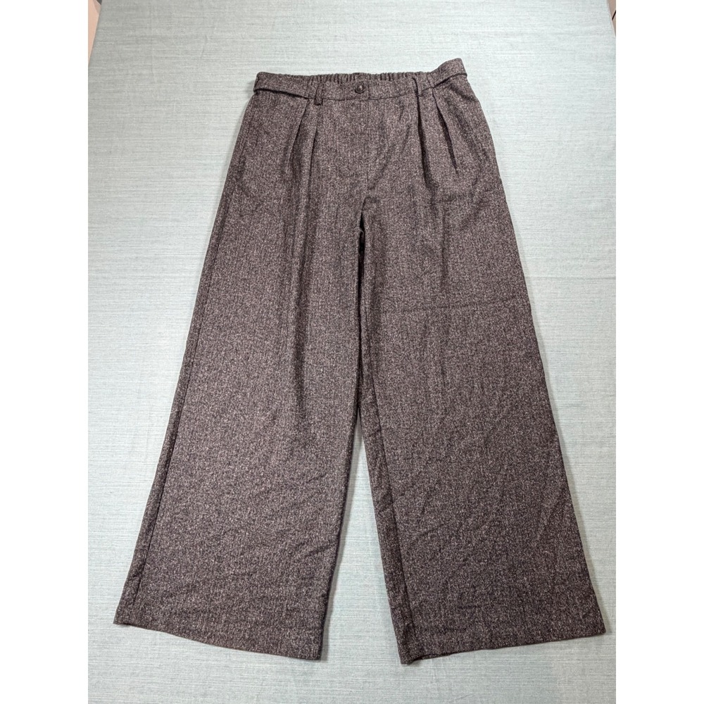Primark Edit Womens Grey Wide Leg Pleated Trousers High Waist‎ Pants NWT Size 14
